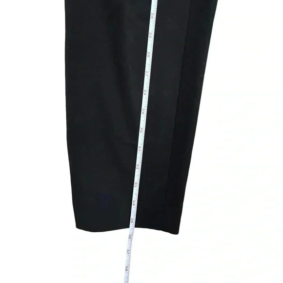 Black Ankle Length Straight Leg Stretch Pants Size 4 Small High Waisted Work - Picture 11 of 11